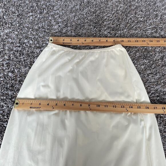 Vintage Shadowline Half Slip Skirt Size Small Cream White Lace Trim Slit Long - Picture 10 of 13